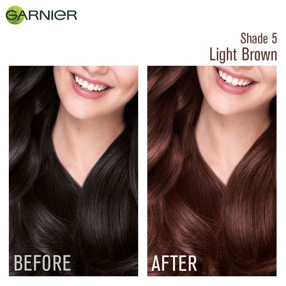 Garnier Light Brown Hair Color - Before After Image